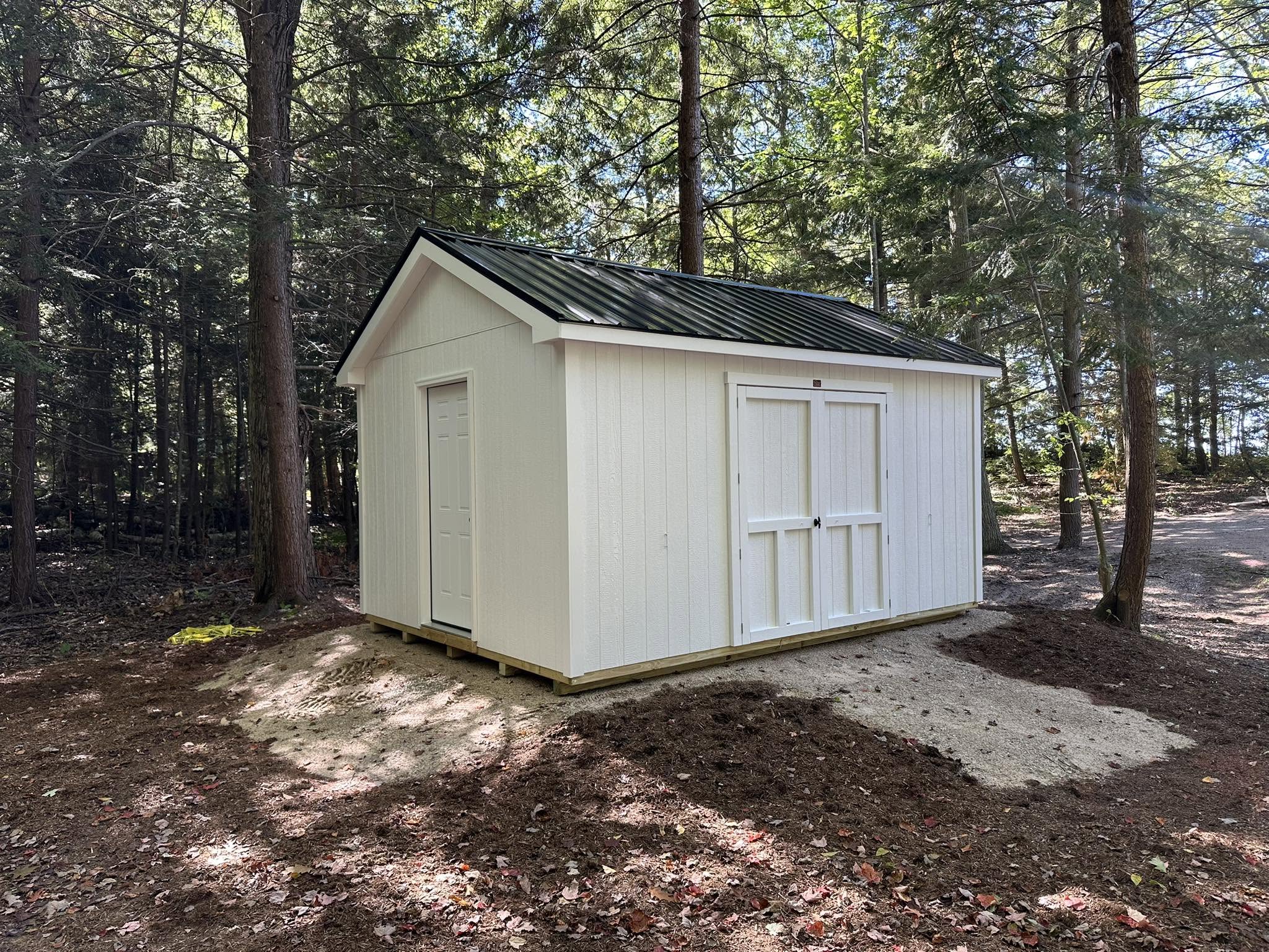 12x16 gable shed, white