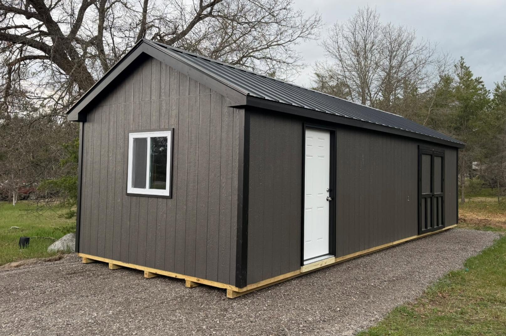 12x32 gable shed, gray